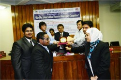 Receiving runner-up trophy of barrister salam sobhan moot court competition